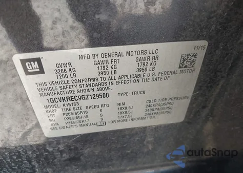 2016 Chevrolet Silverado 1500 2Lt z USA, uszkodzony, nr VIN 1GCVKREC9GZ129500